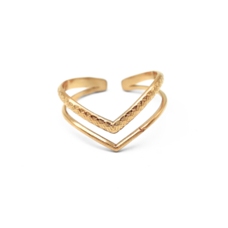 Double Wave Ring Gold - Stainless steel (verstelbaar)