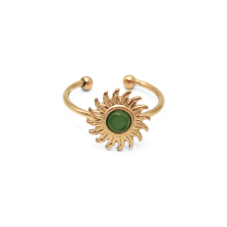 Ring Sunshine Green Stone Natural - Acero inoxidable (ajustable)