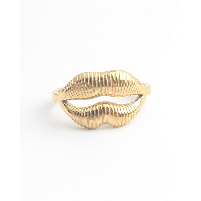 'Kiss' Ring Gold - Stainless steel