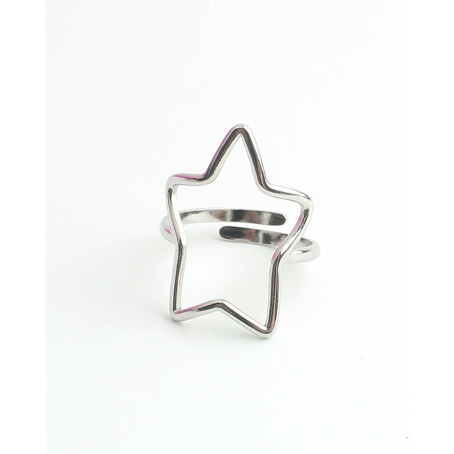 'Star' Anillo Plata - Acero inoxidable