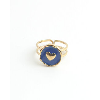 'Blue love' Anello Oro - Acciaio inossidabile