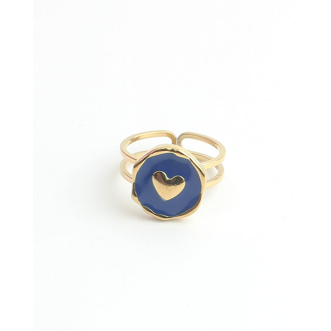 'Blue love' Anello Oro - Acciaio inossidabile