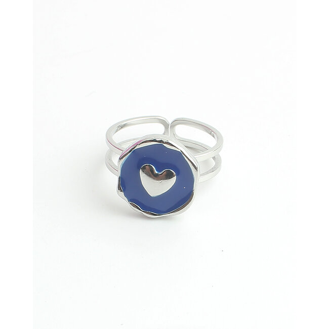 'Blue love' Bague Argent - Acier inoxydable