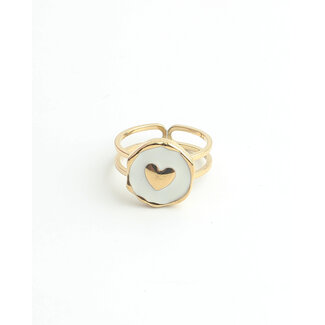 'White love' Anillo Oro - Acero inoxidable