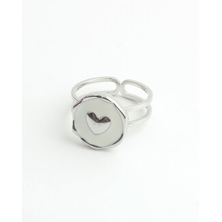 'White love' Anillo Plata - Acero inoxidable