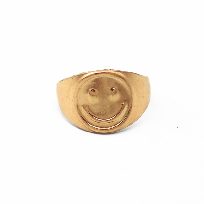 Anillo Smiley dorado - acero inoxidable (ajustable)