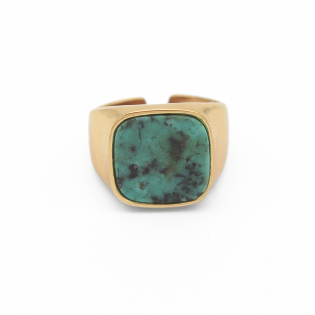 "Estefania" Bague Turquoise Or - Acier Inoxydable