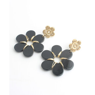 'Sira' Boucles d'oreilles Black - Acier inoxydable