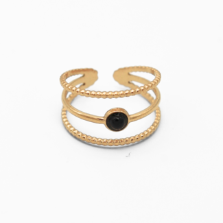 'Aarya' BLACK stone RING GOLD - Stainless Steel (adjustable)