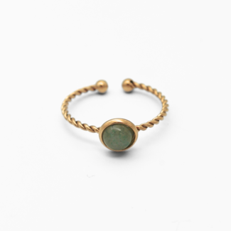 'Alisa' ring gold & green - stainless steel (adjustable)