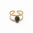 'Suzi' natural stone ring rocky green - stainless steel (adjustable)