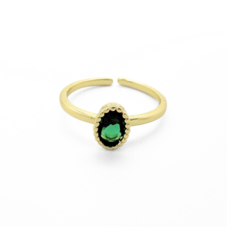 Norah 'anillo verde - chapado en oro (ajustable)