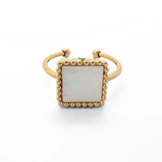 Square shell ring gold - stainless steel (adjustable)