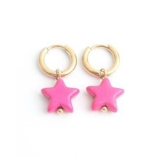 'Bright star' Earrings Pink - Stainless steel