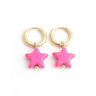 'Bright star' Pendientes Rosa - Acero inoxidable