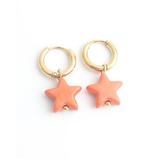 'Bright star' Earrings Orange - Stainless steel