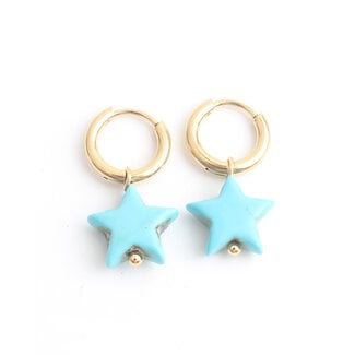 'Bright star' Boucles d'oreilles Bleu - Acier inoxydable