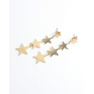 'Stars, stars, stars' Boucles d'oreilles - Acier inoxydable