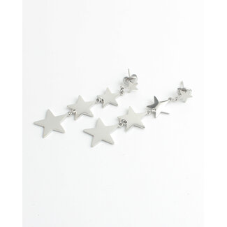 'Stars, stars, stars' Boucles d'oreilles Argent - Acier inoxydable