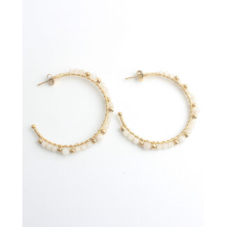 'Malak' Boucles d'oreilles - Or Blanc - Acier inoxydable