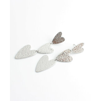 'Hearts, hearts, hearts' Boucles d'oreilles Argent - Acier inoxydable