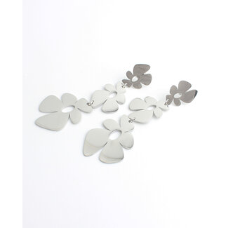 'Flowers, flowers, flowers' Oorbellen Zilver - Stainless steel