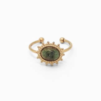 Bague 'Jolie' Rocky Green Natural Stone - acier inoxydable (ajustable)