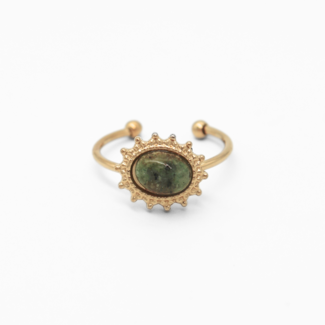 Jolie 'Ring Rocky Green Natural Stone - Acciaio inossidabile (regolabile)