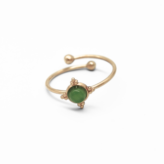 Minimalist small light green stone ring - stainless steel (adjustable)