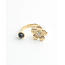 'Flox' Ring Gold Black agate - Stainless steel (adjustable)