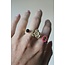 'Flox' Ring Gold Black agate - Stainless steel (adjustable)