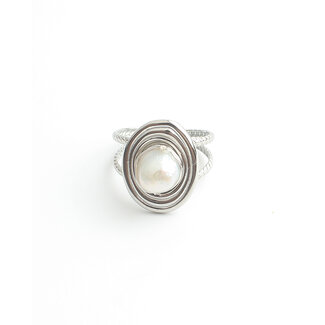 'Ensie' Anillo Plata - Acero inoxidable (ajustable)