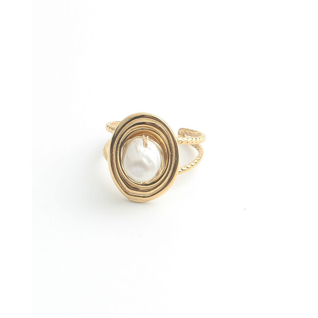 'Ensie' Anillo Oro - Acero inoxidable (ajustable)