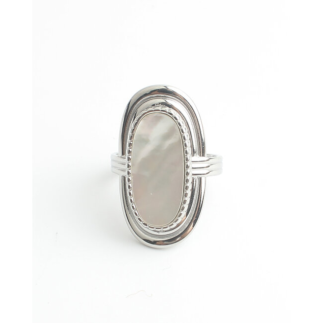 'Yuna' Bague Argent - Acier inoxydable (ajustable)