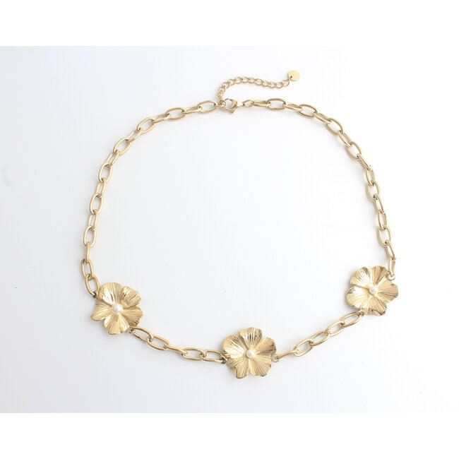 'Three flowers' Collier - Acier inoxydable