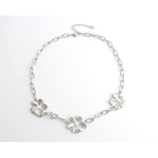 'Three flowers' Necklace Silver - Stainless steel