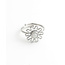 'Flori' Ring Zilver Wit - Stainless steel (verstelbaar)