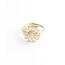 'Flori' Ring Goud  Wit - Stainless steel (verstelbaar)