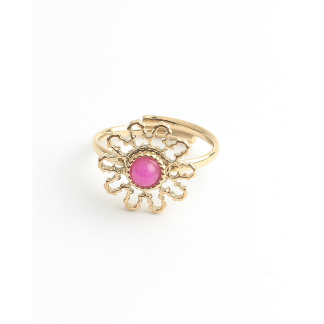 'Flori' Bague Or Rose - Acier inoxydable (réglable)