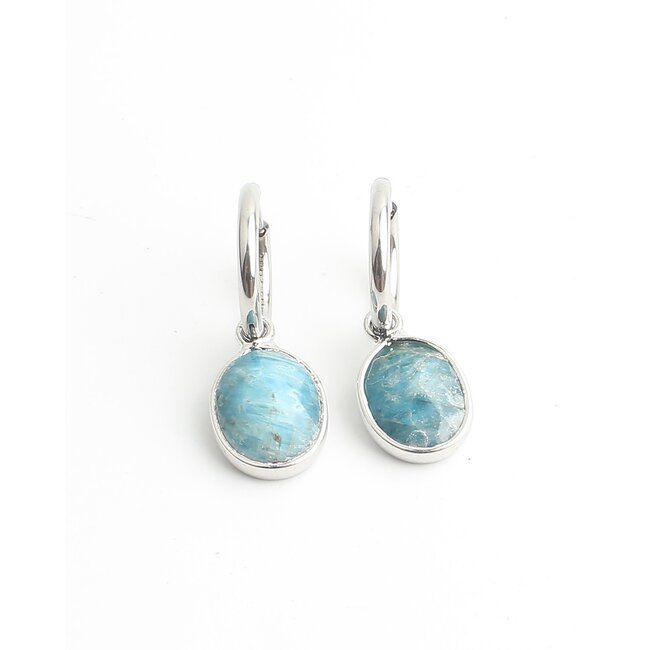 'Ovally' Earrings Blue - Stainless steel