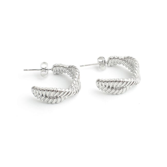 'Rubbie' Boucles d'oreilles Argent - Acier inoxydable'Ovally'