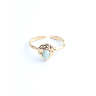 'Liria' Anillo Oro Turquesa - Acero inoxidable (Ajustable)