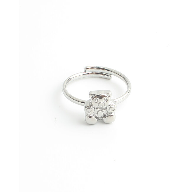 'Teddy'  Bague Argent - Acier inoxydable (ajustable)