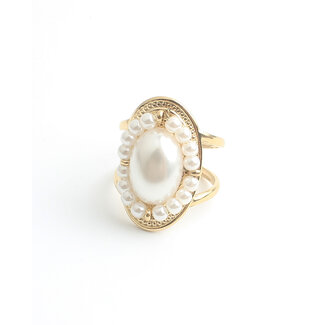 'Pearlet' Ring Goud - Stainless steel (Verstelbaar)