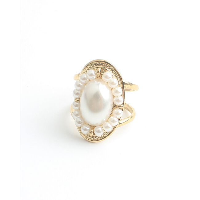 'Pearlet' Ring Goud - Stainless steel (Verstelbaar)