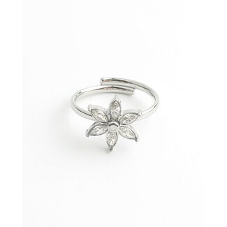 'Shiny flower' Ring Zilver - Stainless steel (verstelbaar)