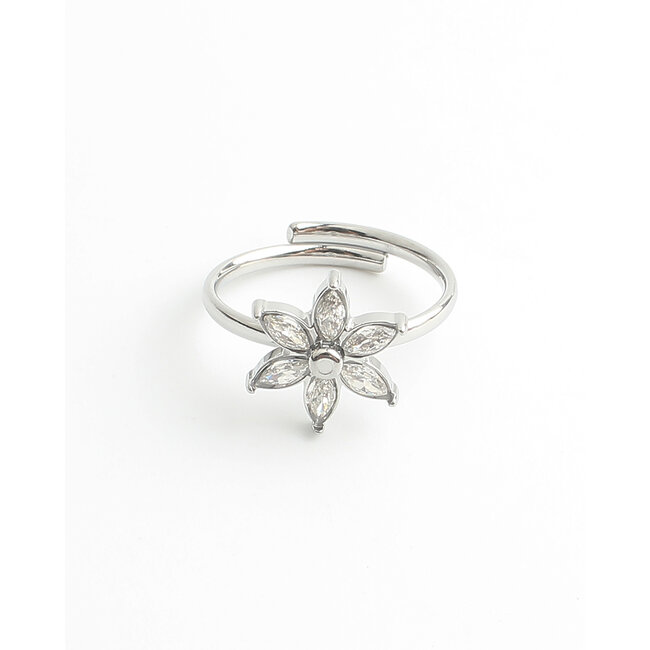 'Shiny flower'  Bague Argent - Acier inoxydable (ajustable)