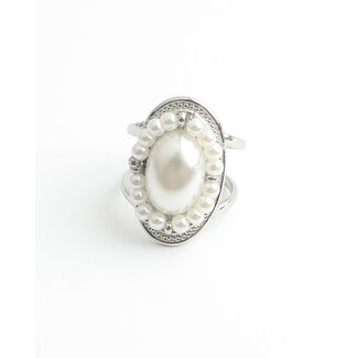 'Pearlet' Anello Argento - Acciaio inossidabile (Regolabile)