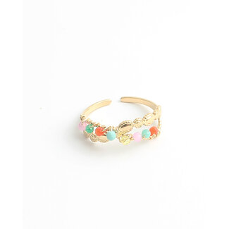 'Donna' Ring Gold Multicolor - Stainless steel (adjustable)