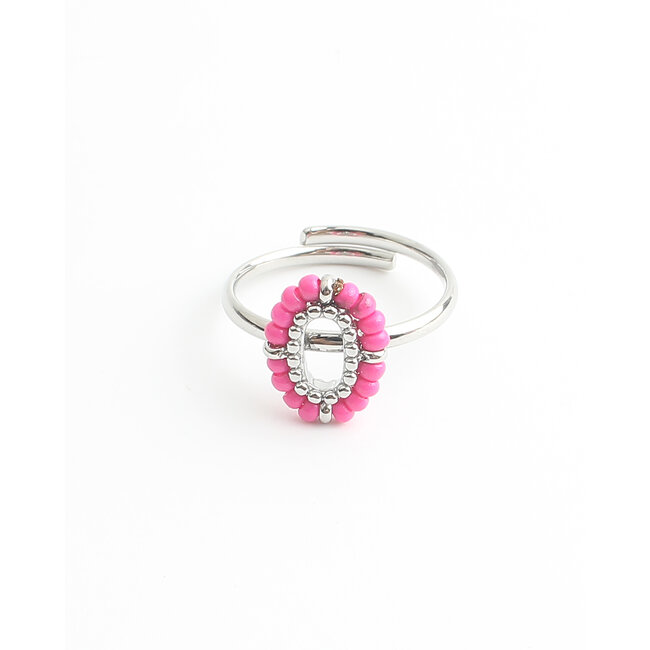 'Amity' Bague Argent Rose - Acier inoxydable (ajustable)